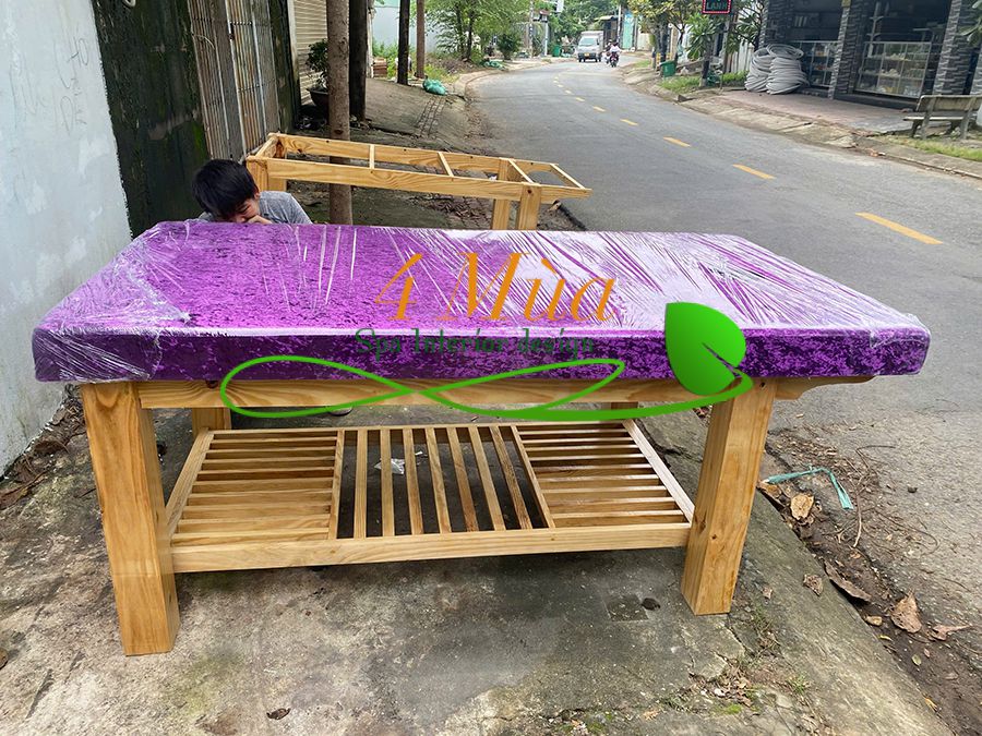 giường massage chân gỗ thục đầu