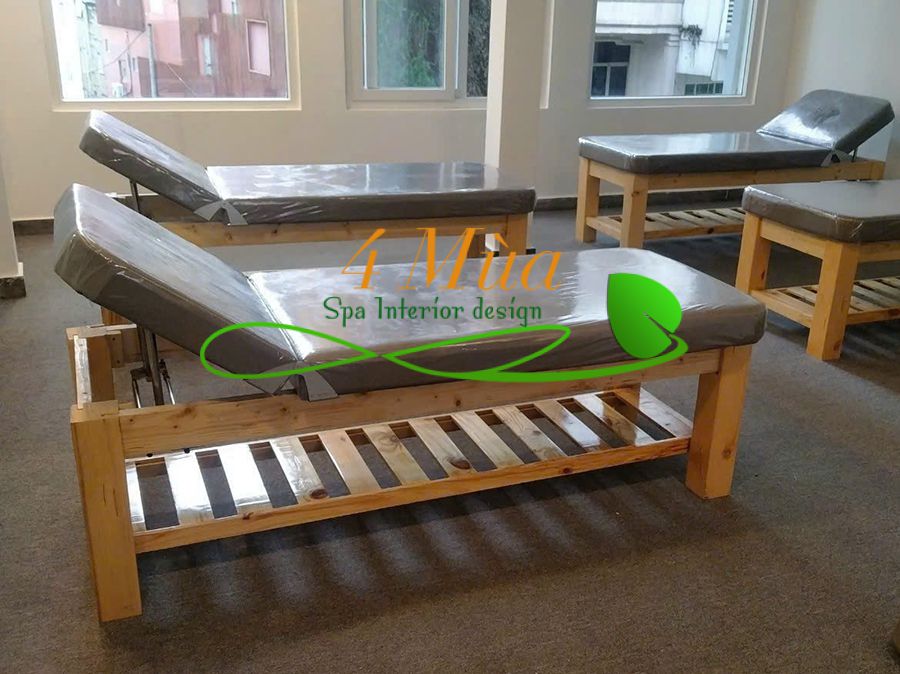 Giường massage gỗ nâng đầu