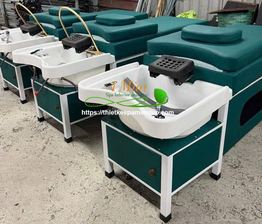 Giường gội đầu dưỡng sinh chân sắt