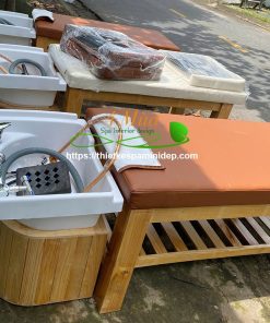Giường gội đầu dưỡng sinh bồn sứ tai thỏ