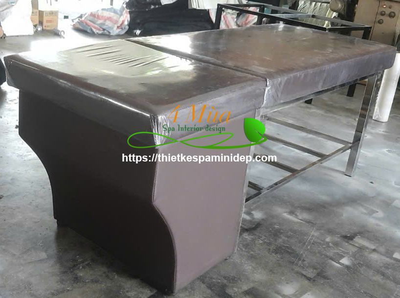 Giường gội đầu vuông chân inox
