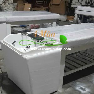 Giường gội đầu bồn nhựa vuông chân gỗ