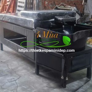 Giường gội đầu chân sắt bồn nhựa đen