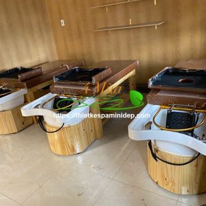 Giường gội đầu gỗ bồn sứ vó vòm dưỡng sinh