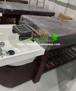 Giường gội 2in1 chân gỗ bồn nhựa