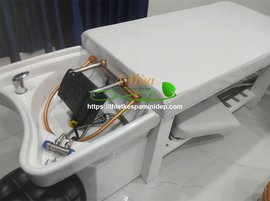 Giường gội đầu sứ tai thỏ màu trắng