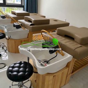 Giường gội đầu dưỡng sinh bồn sứ tai thỏ có vòm