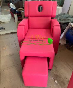 Ghế foot bọc simili màu hồng nâng hạ cơ