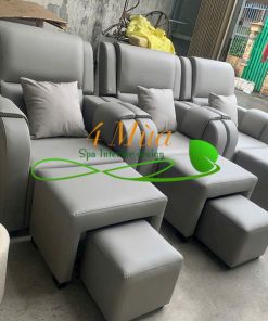 Ghế foot chỉnh cơ bọc simili màu xám