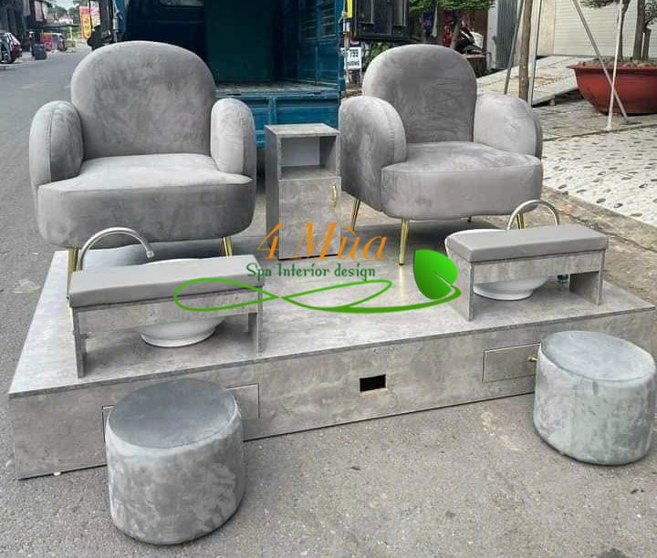 Bộ nail đôi bọc nhung màu xám đẹp