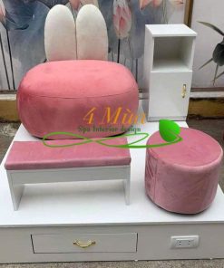 Ghế làm nail màu hồng hình tai thỏ