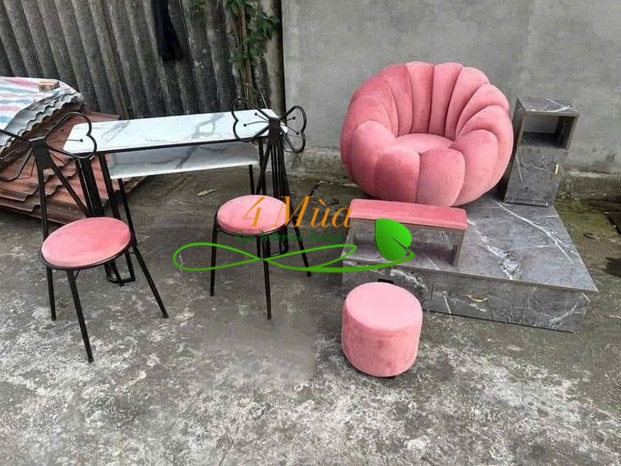 Combo ghế làm móng chân + bàn ghế sofa cho tiệm nail