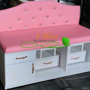 Ghế nail băng không bồn màu hồng