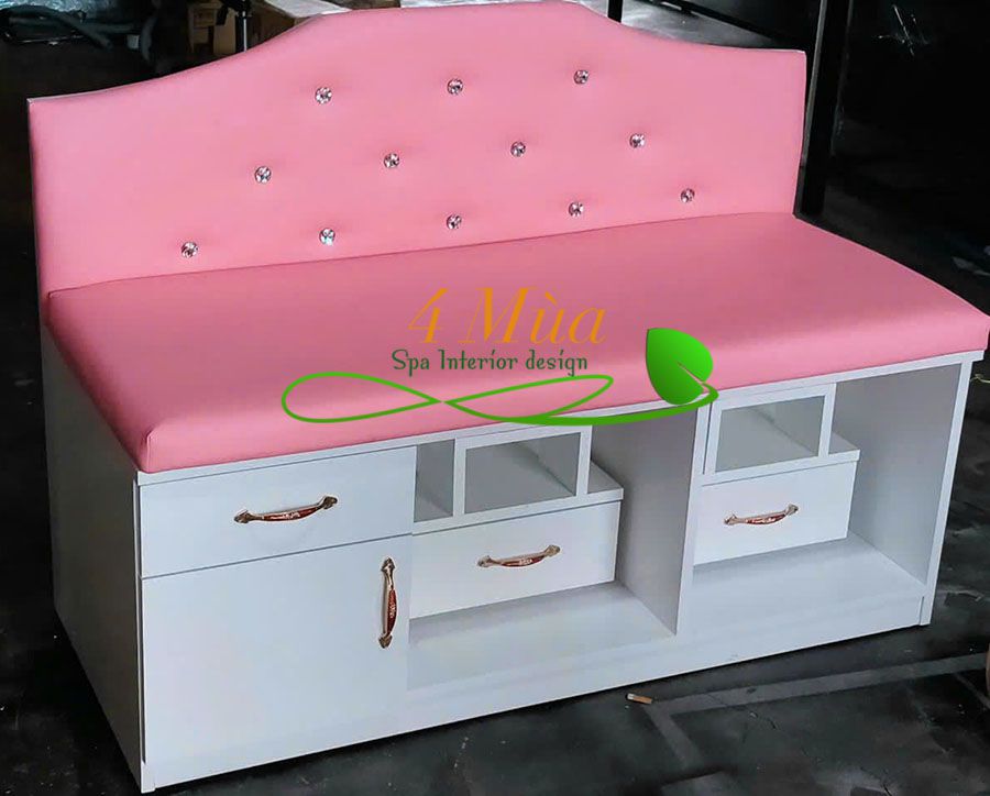 Ghế nail băng không bồn màu hồng