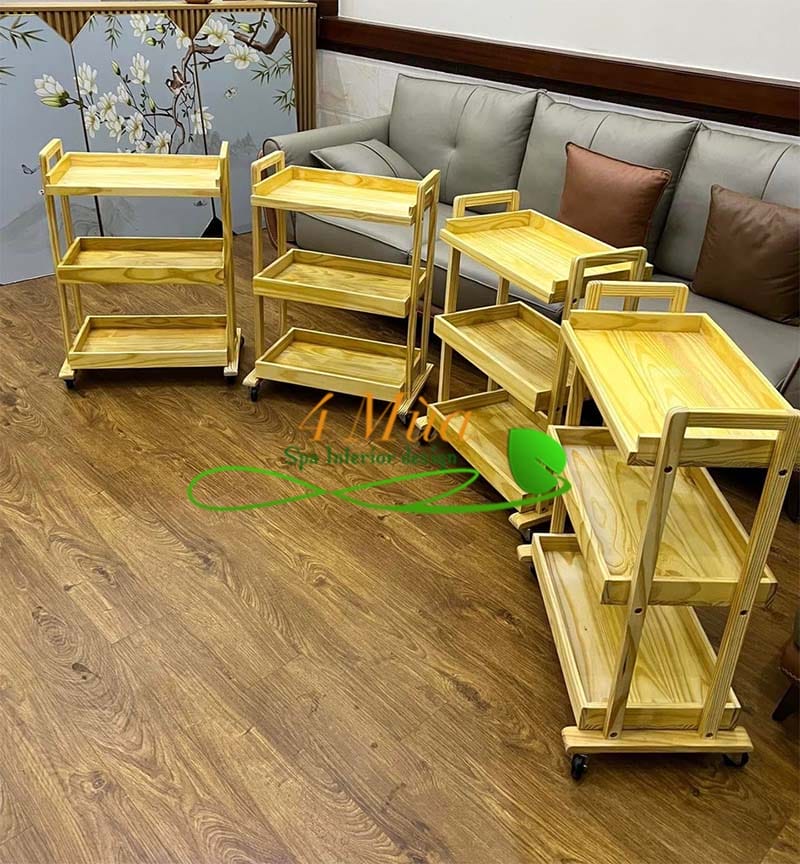 Kệ spa 3 tầng bằng gỗ tự nhiên