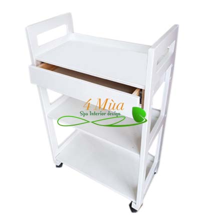 Kệ gỗ spa 3 tầng màu trắng