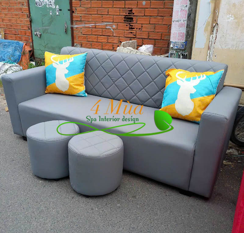 Ghế Sofa băng kết hợp 2 đôn cho spa hiện đại - GSS02