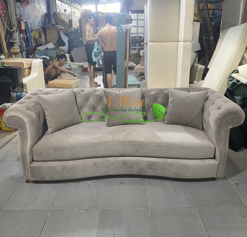 Sofa spa vải nhung hiện đại