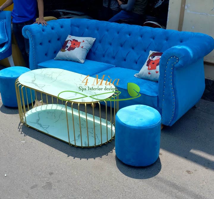 Bộ bàn ghế sofa màu xanh hiện đại